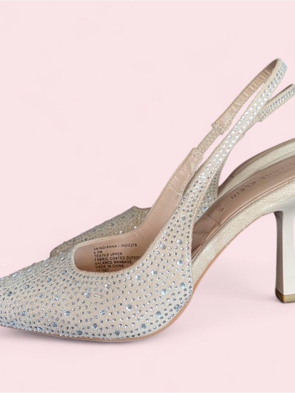 Embellished Slingback Heels in Champagne
